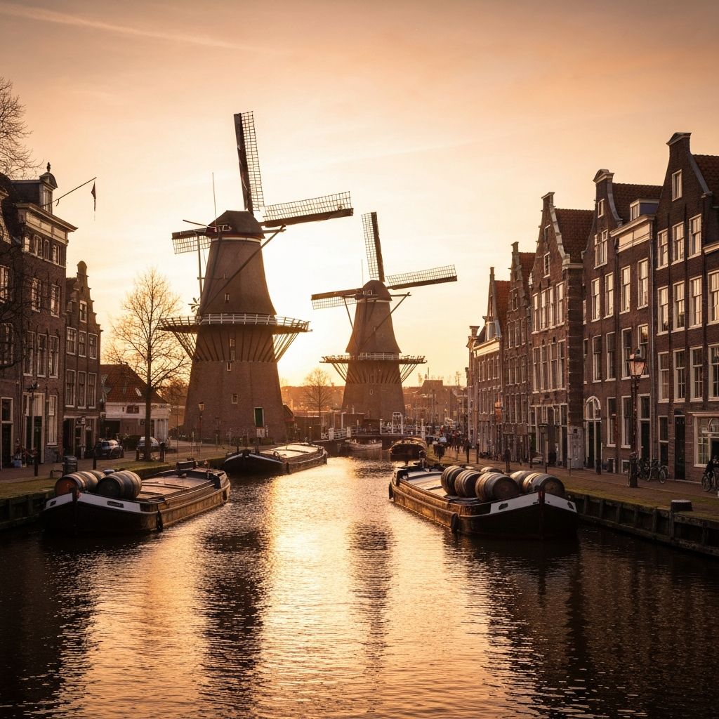 Historische Schiedamse distilleerderij aan de gracht